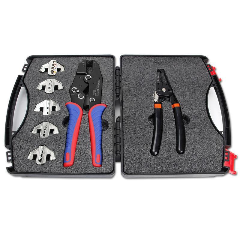 Quick Change Crimping Pliers Set Ratchet Wire Stripping Tool Toolbox Kit for Electrical Work