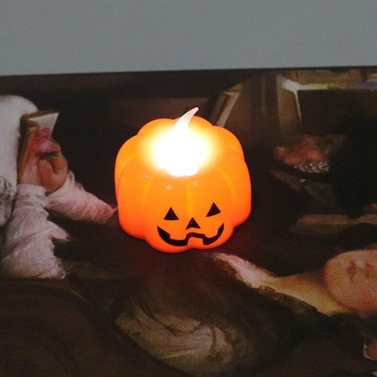 LED Pumpkin Candle Light Halloween Decor Smiling Jack O Lantern Table Ornament