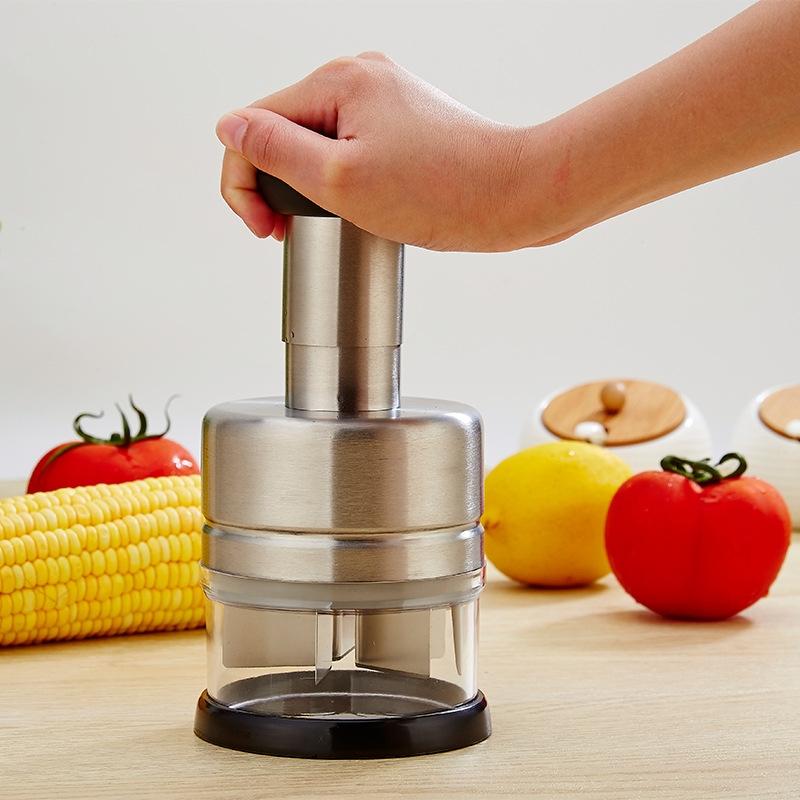 Multi-Purpose Stainless Steel Garlic Press & Vegetable Chopper for Onion, Ginger & Herbs