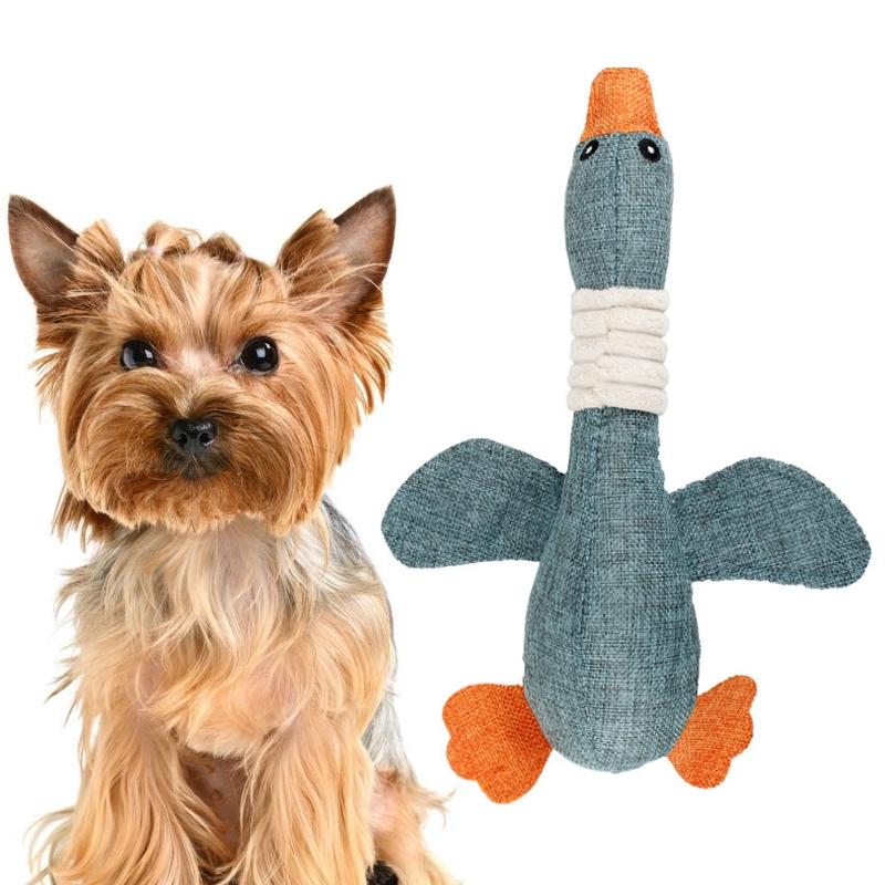 Squeaky Wild Goose Plush Dog Toy for Aggressive Chewers and Dental Play
