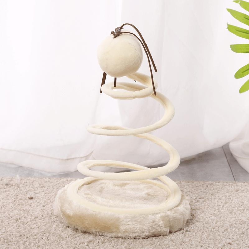 SpringBounce Interactive Cat Scratcher Toy with Hemp Ball and Plush Base