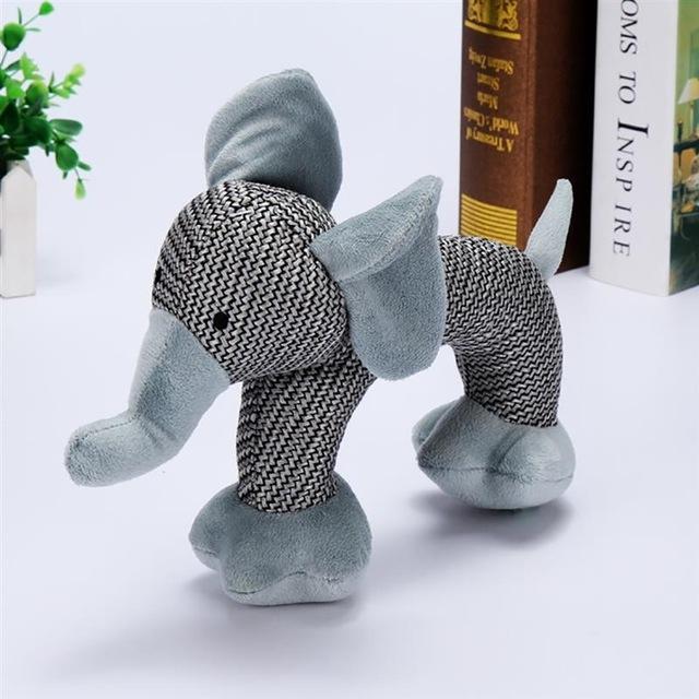 PawJoy Squeaky Elephant Dog Chew Toy  Bite Resistant Interactive Plush Toy for Puppies & Dogs