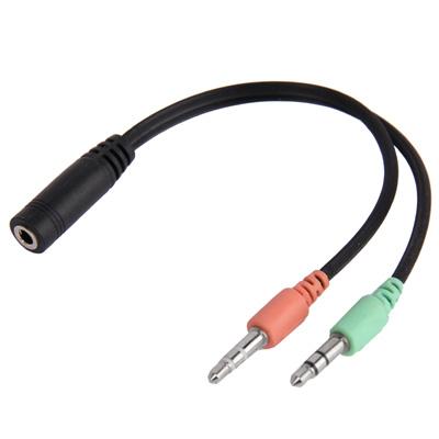 3.5mm Audio Mic Splitter Cable Adapter for Headphones, Phones & Car Stereo