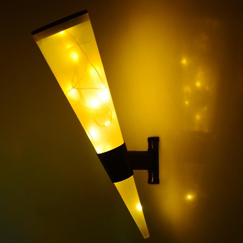 Solar Wall Lamp Outdoor Garden Solar Lights Waterproof Circular Cone Landscape String Light