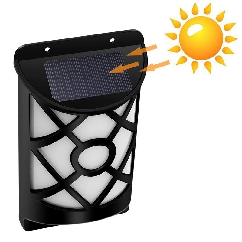 LED Solar Flame Wall Light Motion Sensor Outdoor Garden Lamp IP65 Waterproof