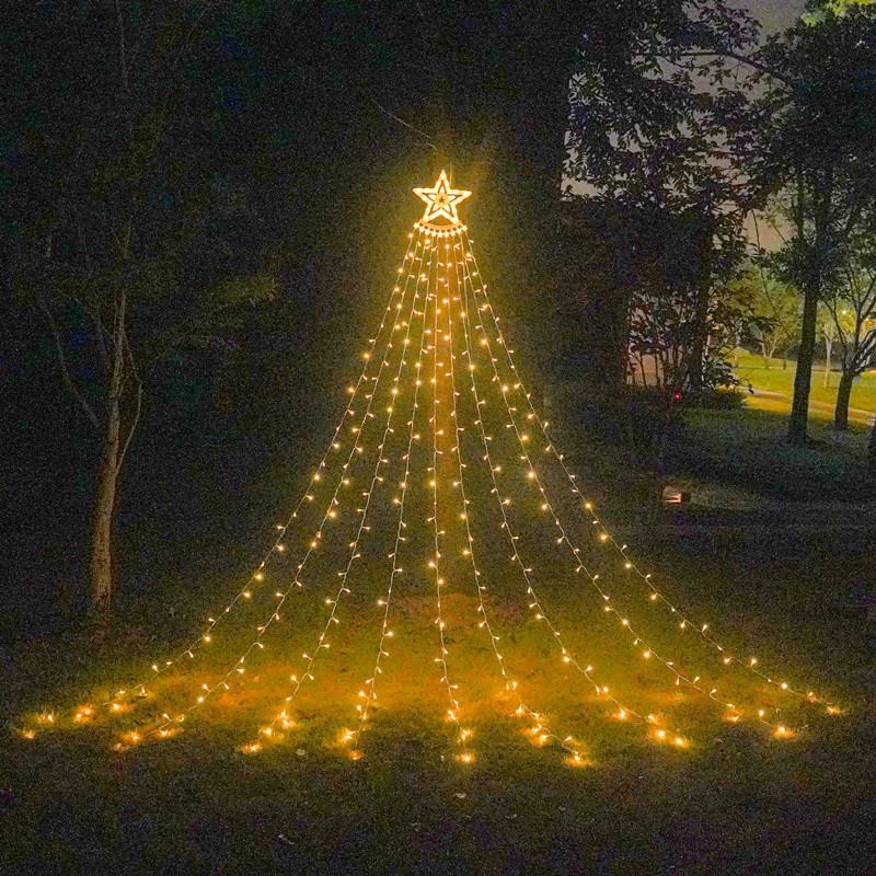 LED Star Waterfall Christmas Tree Lights Outdoor Waterproof Meteor String Light