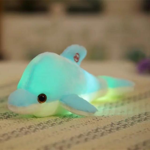 GlowBuddy LED Plush Pillow Cute Dolphin Stuffed Animal Light Up Cushion