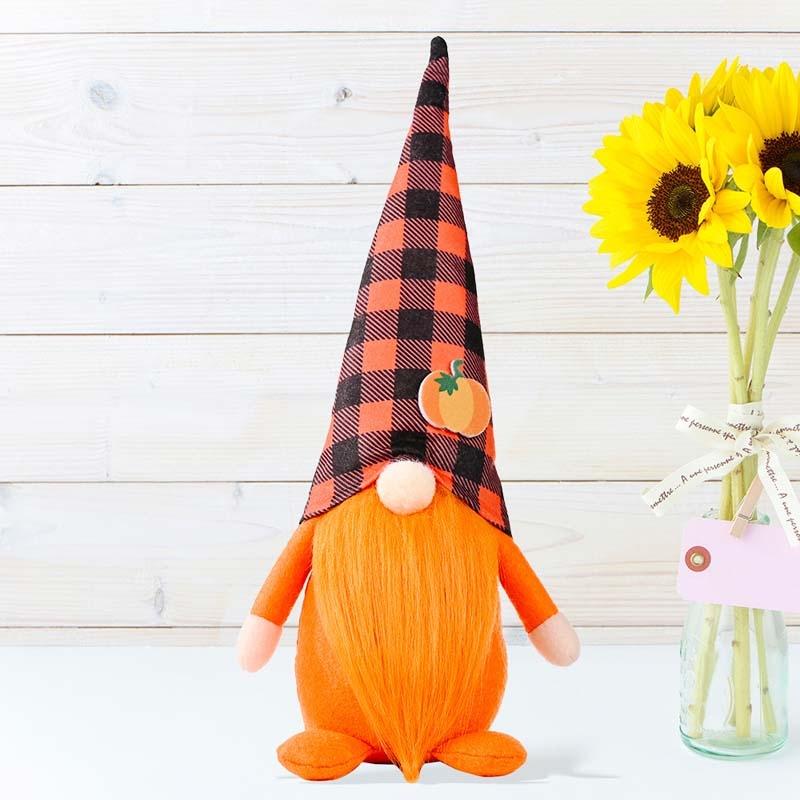 Pumpkin Maple Leaf Faceless Gnome Doll for Thanksgiving Decorations and Halloween Fall Home Decor