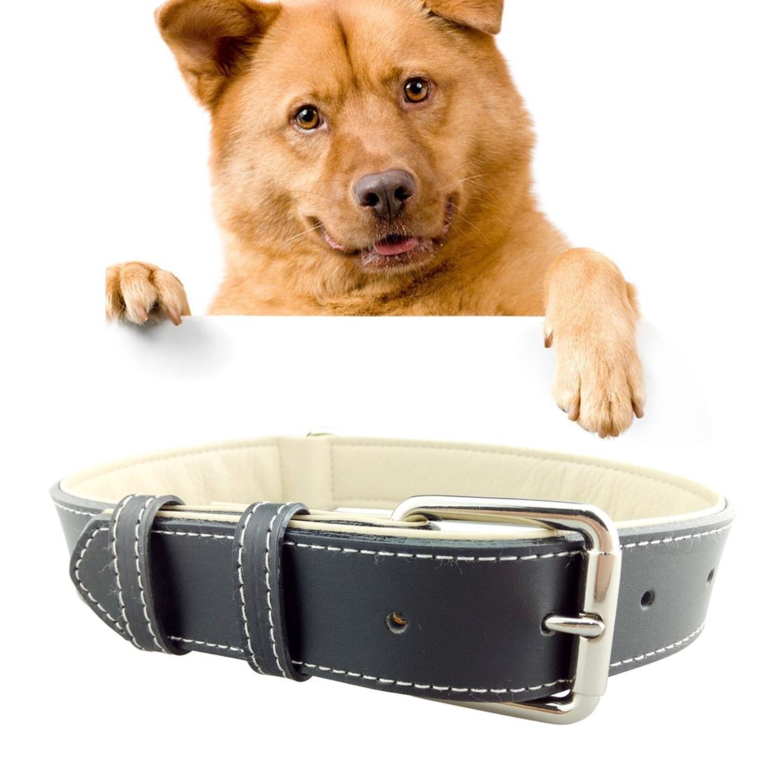 Premium Leather Dog Collar for Large Dogs Adjustable Durable Training & Walking Collar
