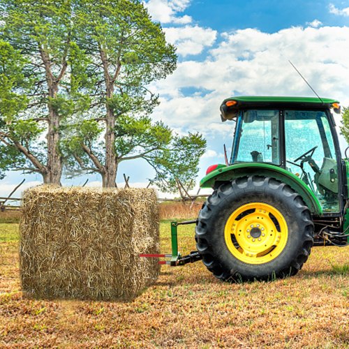 43 Bale Hay Spike, Red Coated High-Strength Spear with Hex Nut & Sleeve for Quick Attach to Tractors, Loaders