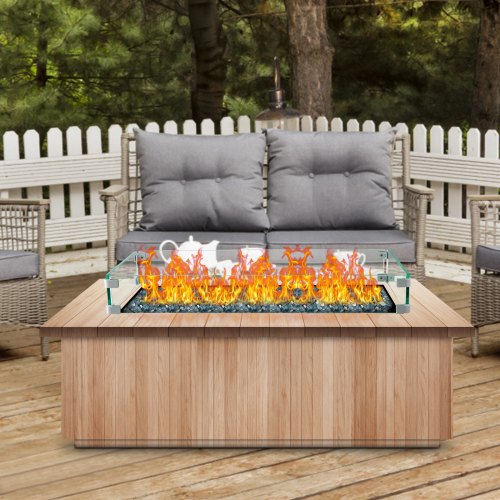 Fire Pit Wind Guard, Heavy-Duty Tempered Glass Wind Screen Fence (29.5 x 13.6 Inch)