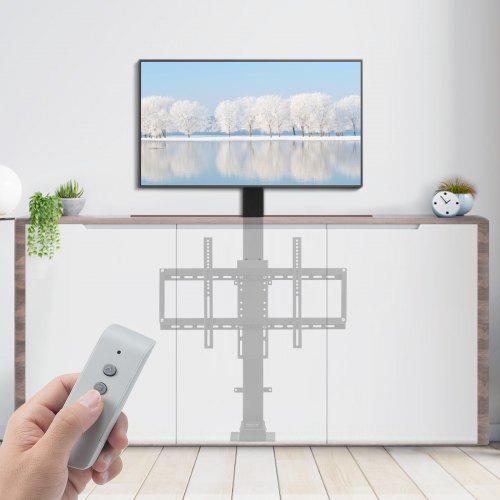 Motorized TV Lift, 39.4" Stroke Length, Height-Adjustable TV Mount for 32-70 Inch TVs with Remote Control, 154 lbs