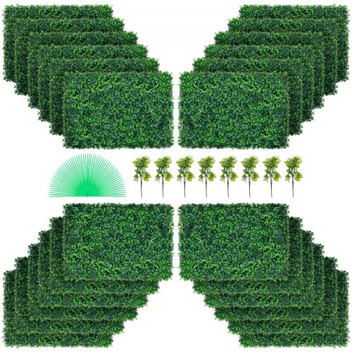Artificial Boxwood Panel UV, Fake Hedge Wall Panels, Dense Green Grass Backdrop for Indoor Outdoor Privacy Fence