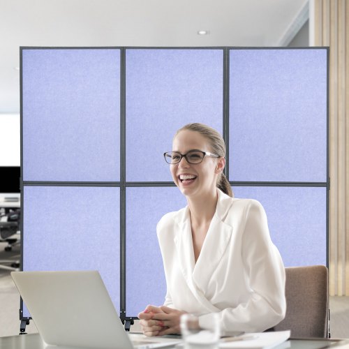 Acoustic Office Room Dividers (3-Pack), 72" x 66" Polyester & Steel Partition Walls to Reduce Noise