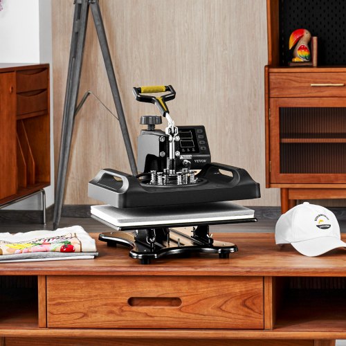 800W Sublimation Machine, 360° Rotation Swing-Away Heat Press with Dual-Tube Heating for DIY T-Shirts, Caps & Mugs