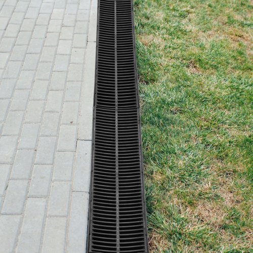 Heavy-Duty HDPE Trench Drain System with Grates & End Caps for Driveways, Patios & Garages