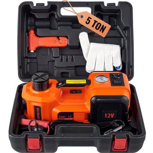 Electric Hydraulic Car Jack with Tire Inflator & LED Light for SUVs, Sedans & Trucks