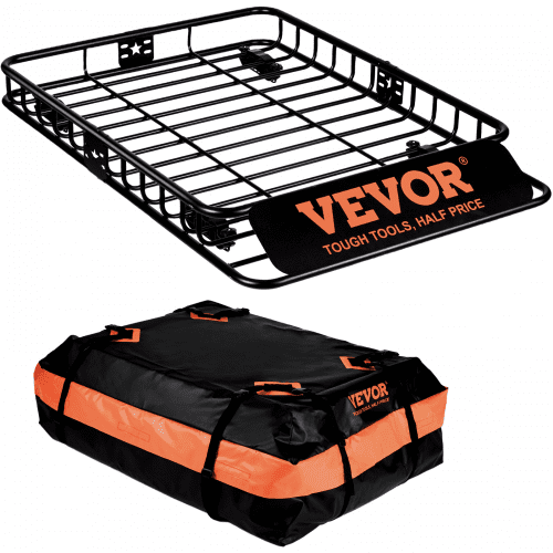 Heavy-Duty Roof Rack Cargo Basket with Waterproof Bag, High lb Capacity Rooftop Carrier for SUVs & Trucks