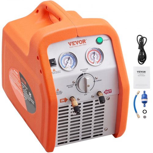 1HP Dual Cylinder Refrigerant Recovery Machine Portable HVAC AC Recovery System