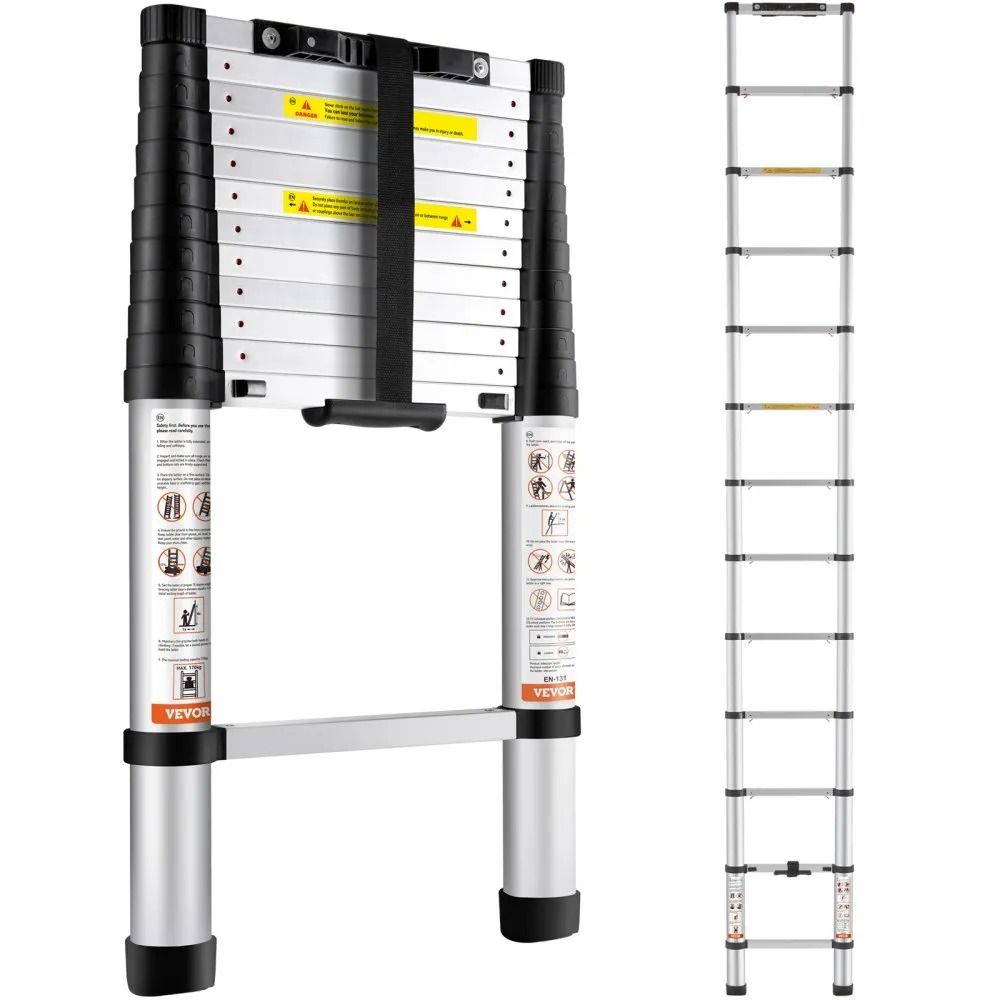 Telescoping Ladder 12.5 FT Aluminum Collapsible 375 LBS | Inspire Uplift