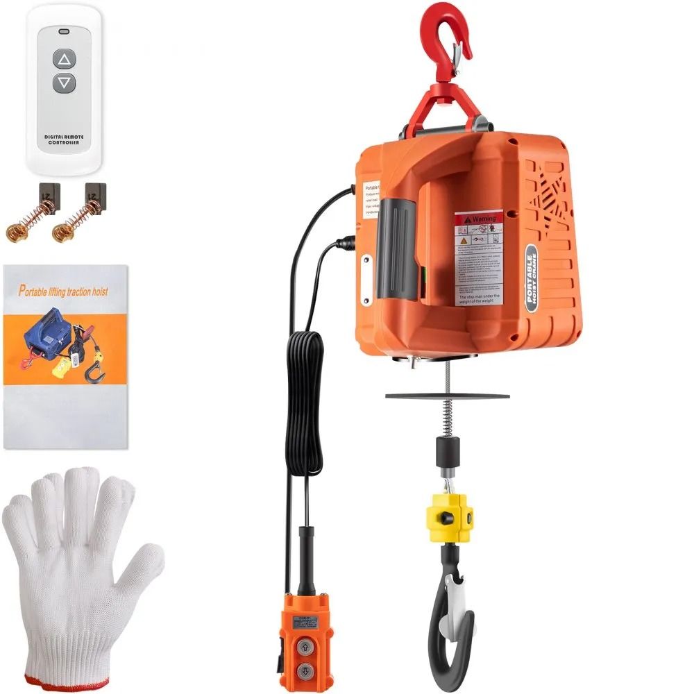 Electric Hoist Winch, Portable Power Winch, High Lift Height, Crane with Wireless, Wired, Manual Remote Control