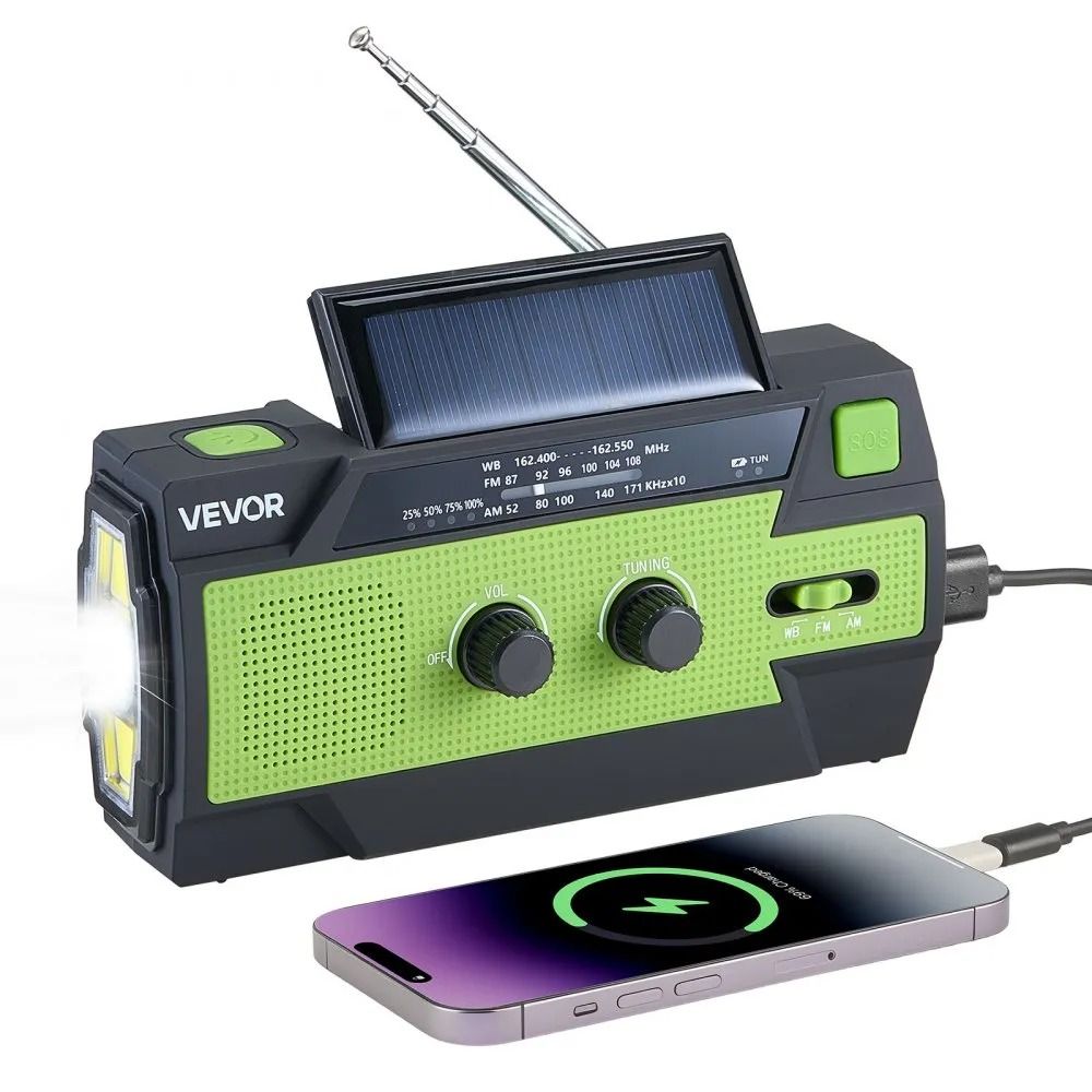 Solar Hand Crank Emergency Weather Radio with Power Bank and NOAA Alerts