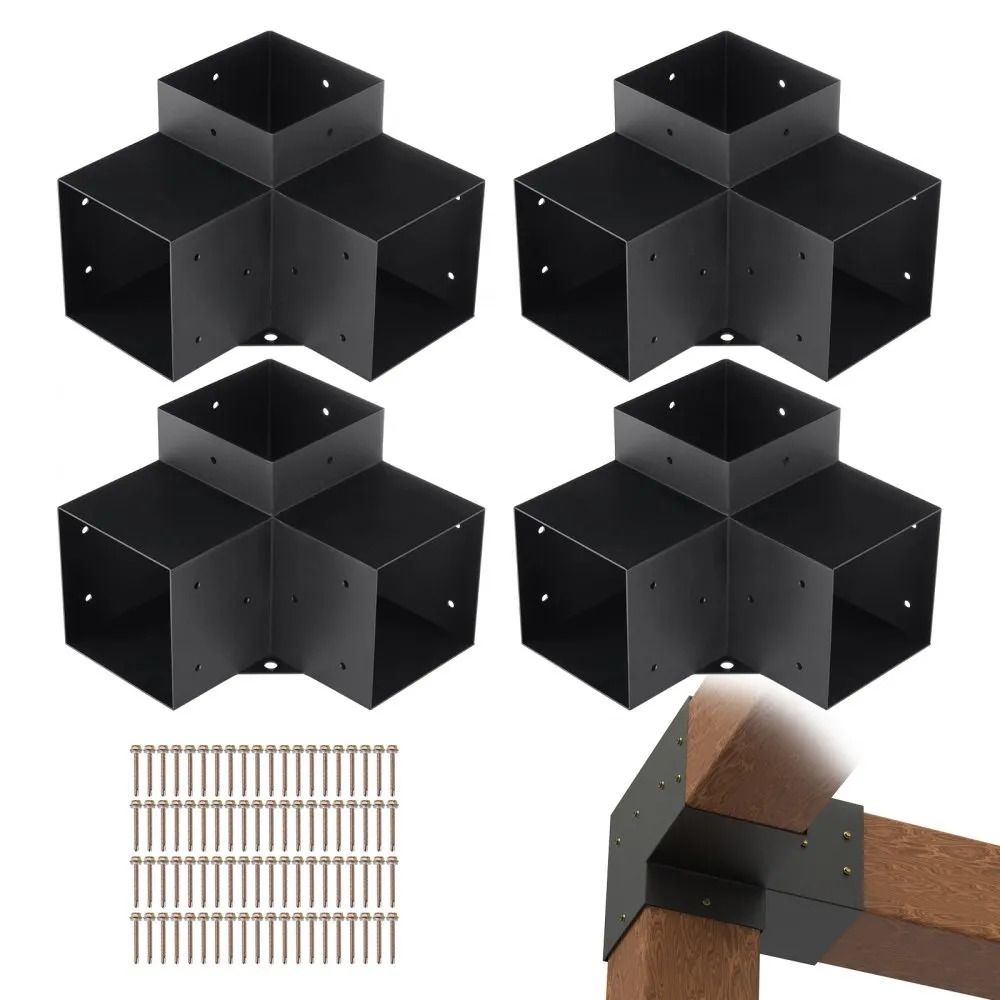 6x6 Pergola Bracket Kit 4 Pack Heavy Duty 3 Way Gazebo Brackets
