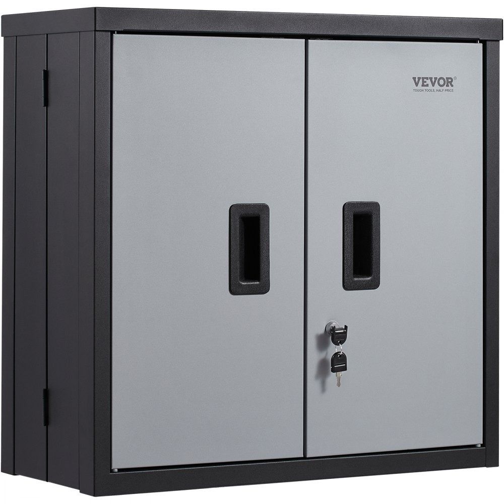 Foldable Wall Mounted Garage Cabinet Lockable Metal Tool Storage 240 lb Capacity