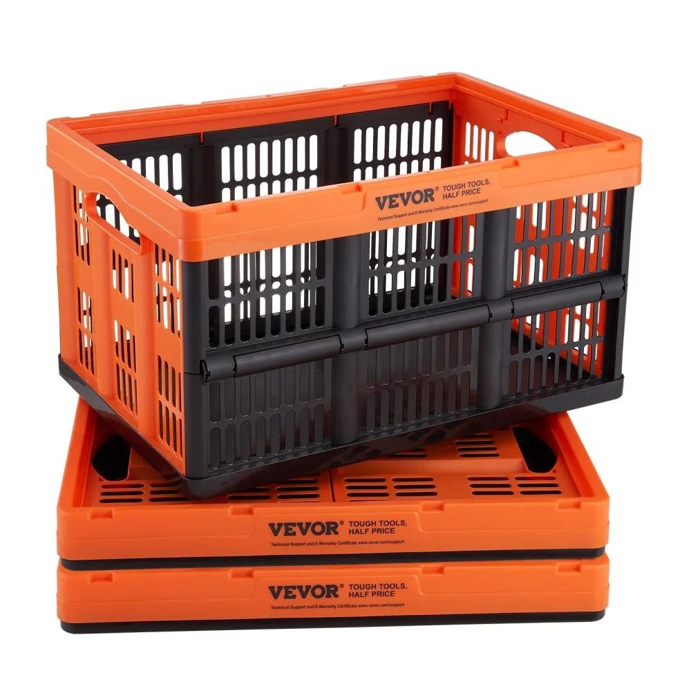 45L Collapsible Storage Crates 3 Pack Stackable Heavy Duty Storage Bins with Handles