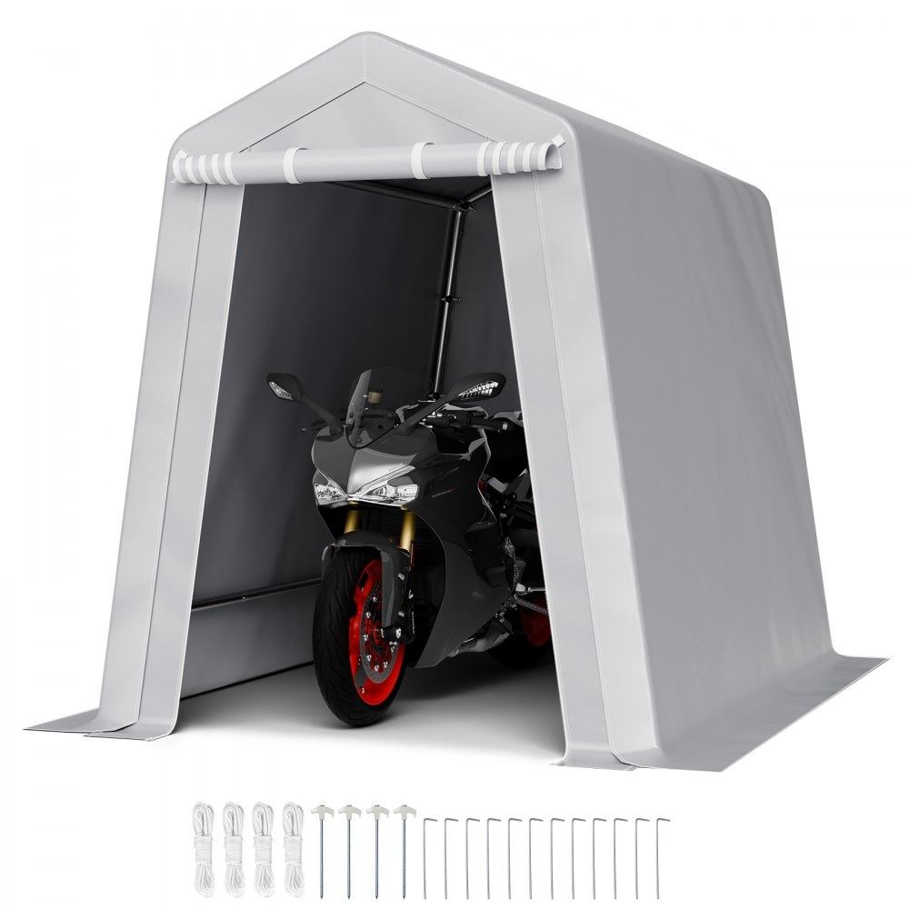 6x8 Portable Storage Shed Waterproof Outdoor Storage Shelter with Heavy Duty Steel Frame