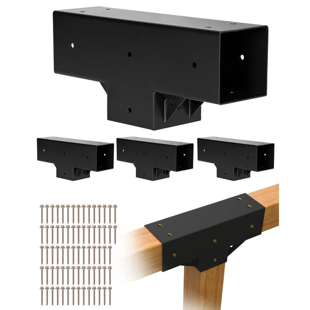 4 Pack 4x4 Pergola Brackets 3 Way T Shape Heavy Duty Steel Pergola Bracket Kit