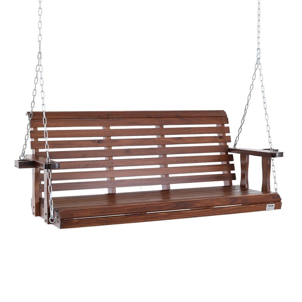 Wooden Porch Swing 5.5 ft Heavy Duty Outdoor Patio Bench Swing with 880 lbs Capacity