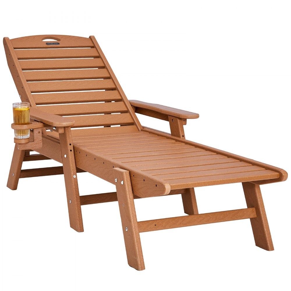 400 lbs Outdoor Chaise Lounge Chair 6 Position Adjustable Patio Recliner with Cup Holder