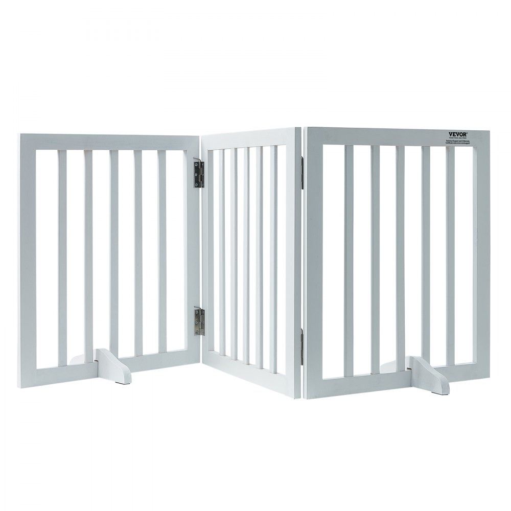 Free Standing Dog Gate 60 Inch Foldable Wooden Pet Gate for Doorways and Hallways