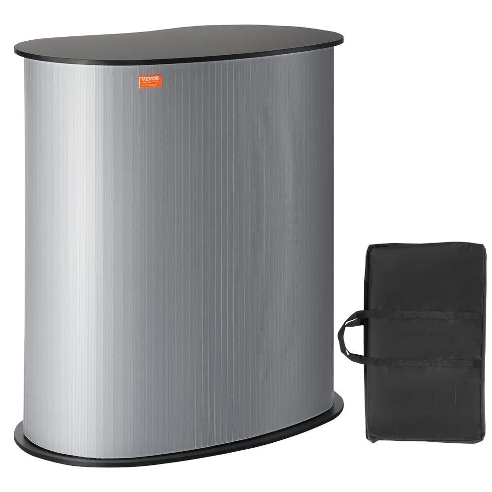 Portable Trade Show Counter Foldable Exhibition Podium Table with Storage and Carrying Bag