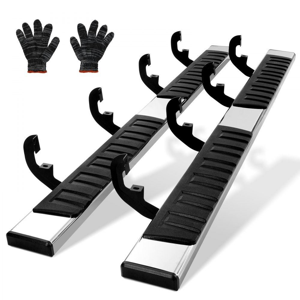Stainless Steel Truck Running Boards 6 Inch Non Slip Side Step Bars for Silverado Sierra Crew Cab