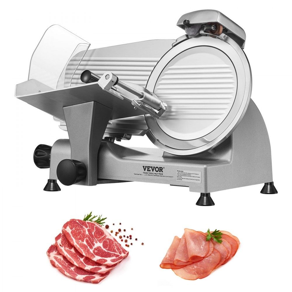 340W Electric Meat Slicer with 10 Inch Stainless Steel Blade and Adjustable Thickness