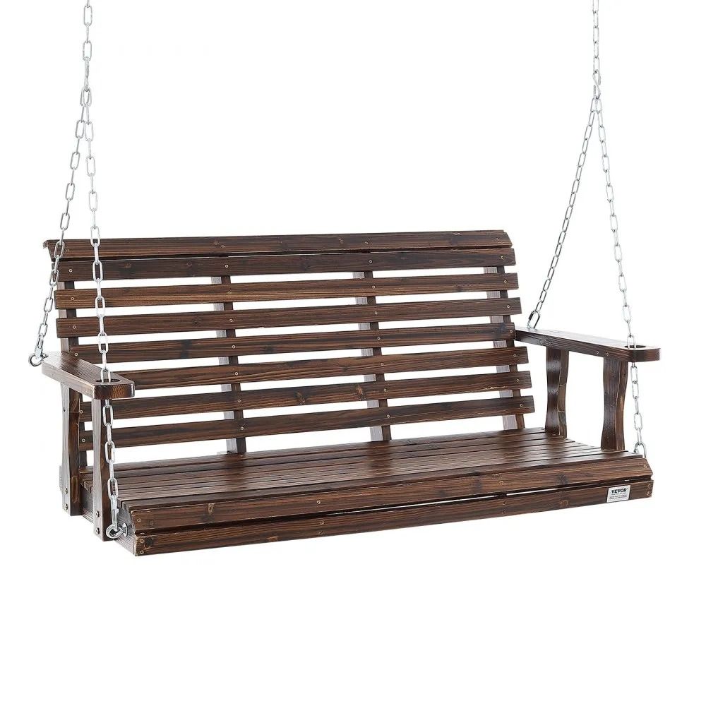 4.5 Ft Wooden Porch Swing Heavy Duty Outdoor Patio Swing Bench