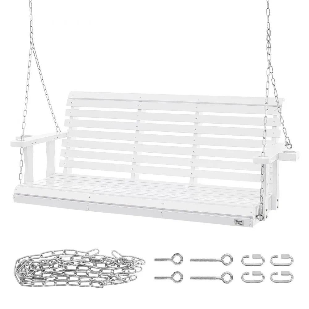 5.5 Ft Wooden Porch Swing Heavy Duty Outdoor Patio Swing with 880 Lb Capacity