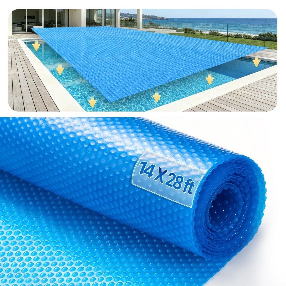 16 Mil Solar Pool Cover 28 x 14 ft Heat Retaining Pool Blanket