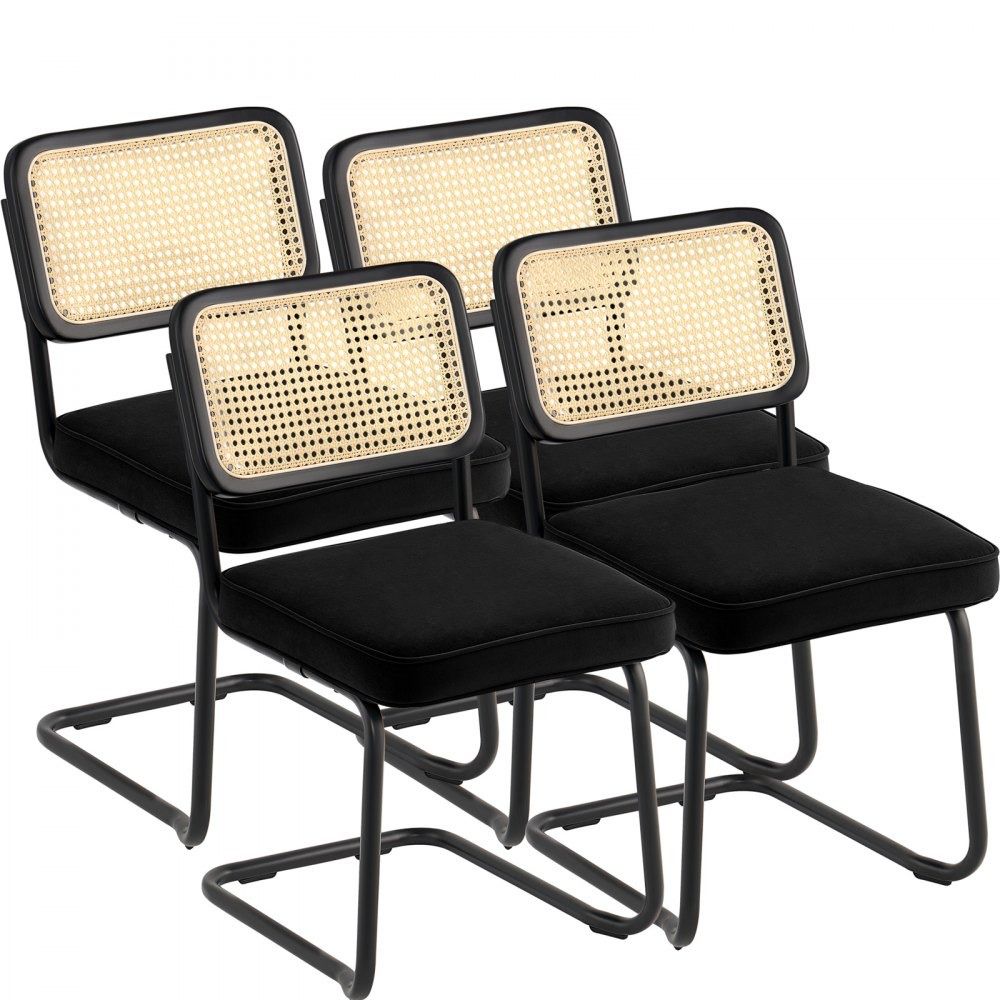 Rattan Dining Chairs Set of 4 Mid Century Modern Velvet Accent Chairs