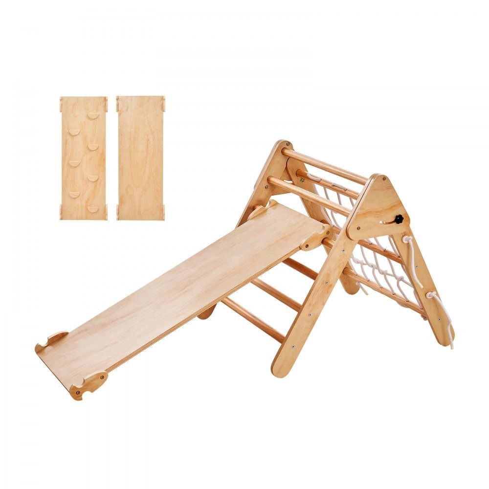 4 in 1 Pikler Triangle Set Montessori Toddler Climbing Toys Indoor Wooden Climbing Gym