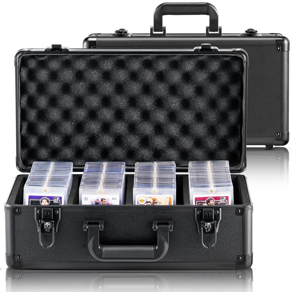 Graded Card Storage Box with Key Lock and Portable Sports Card Carrying Case