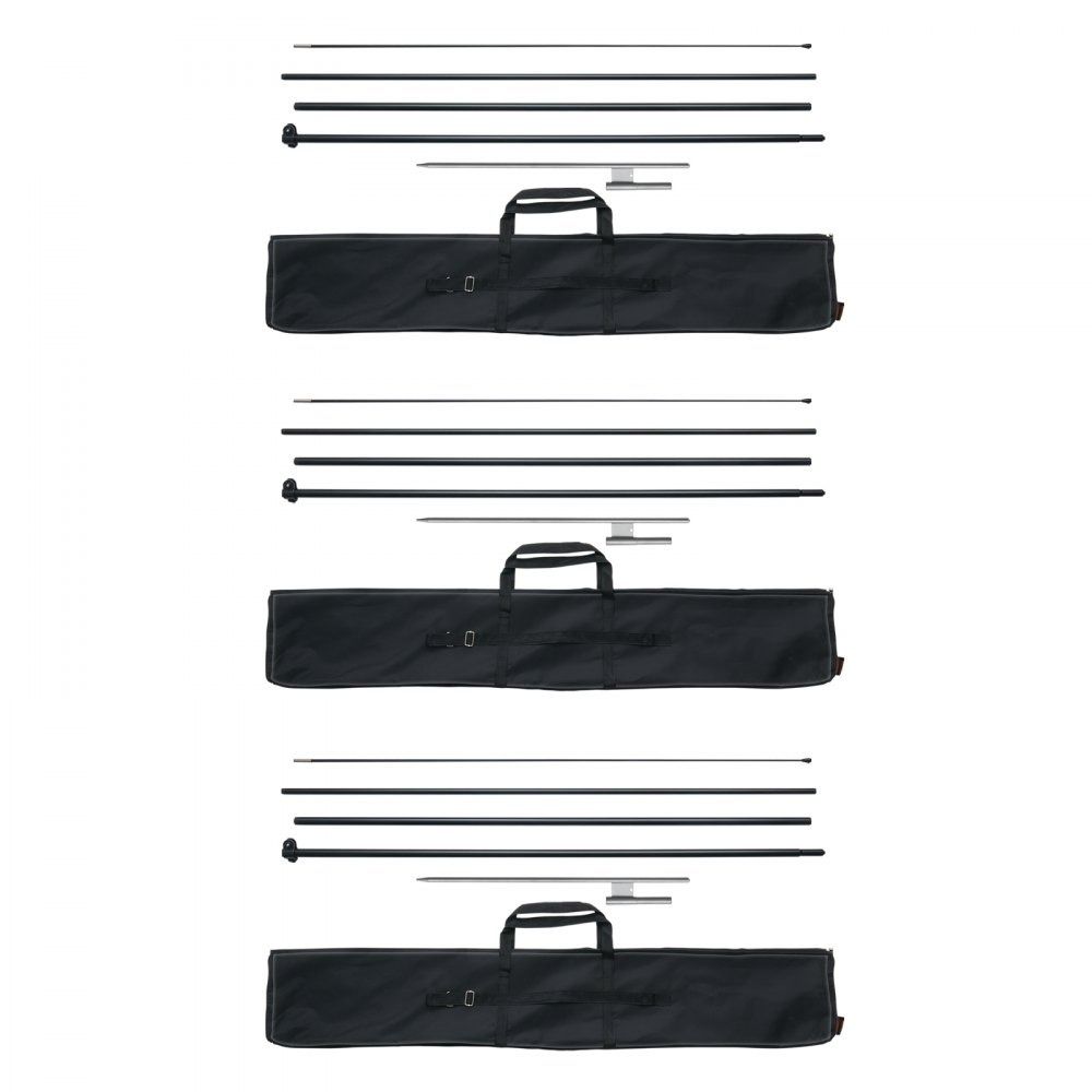 3 Pack Feather Flag Pole Kit for Outdoor Business Advertising with Ground Stakes
