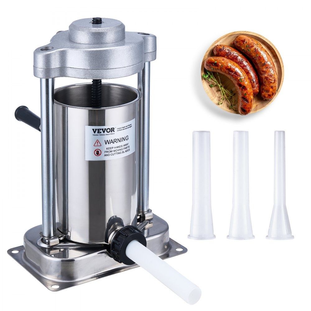 2L Manual Sausage Stuffer Stainless Steel Vertical Sausage Maker with Table Clamps