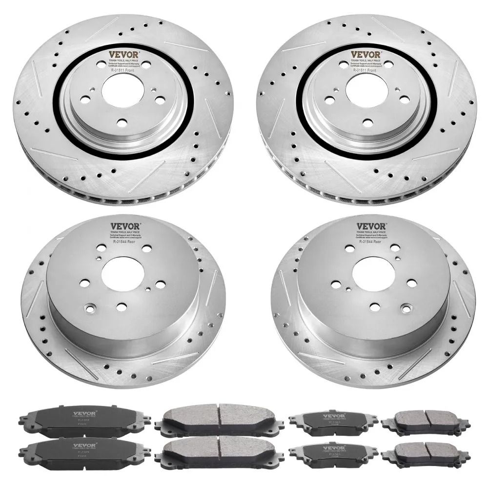 Front Rear Brake Kit with Drilled Slotted Rotors and Ceramic Pads for Toyota Lexus