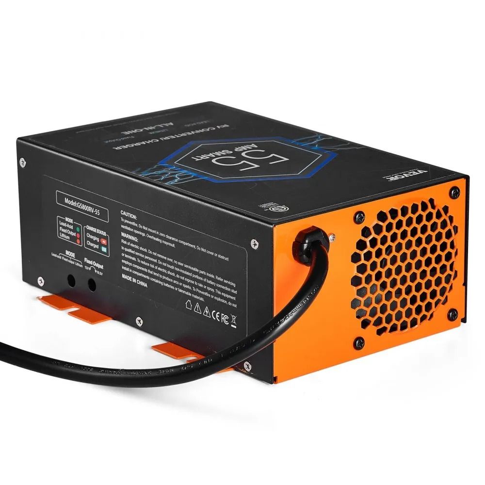 55 Amp RV Power Converter Battery Charger for Lithium and Lead Acid Batteries