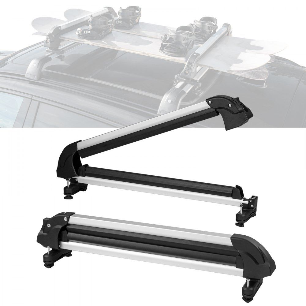 Universal Ski and Snowboard Roof Rack with Lock and Rubber Padding