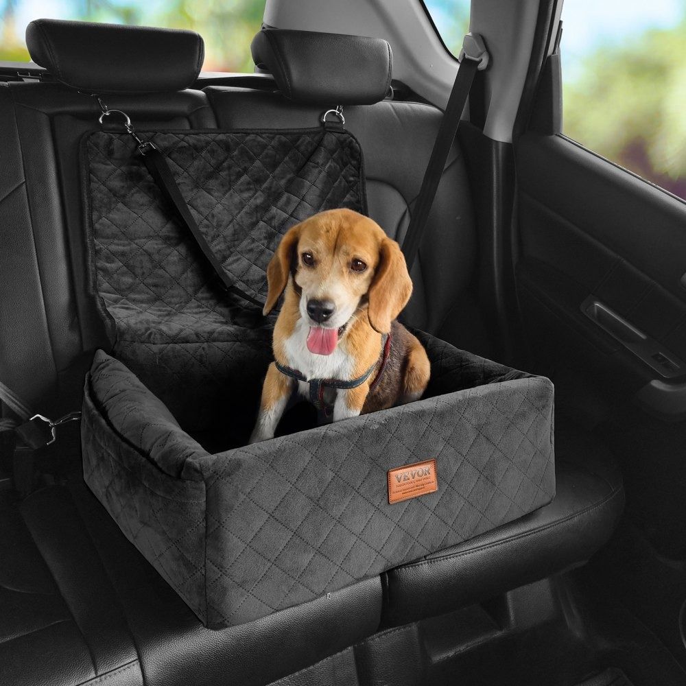 Dog Car Seat Booster Seat with Safety Leash Storage Pocket and Removable Washable Pad