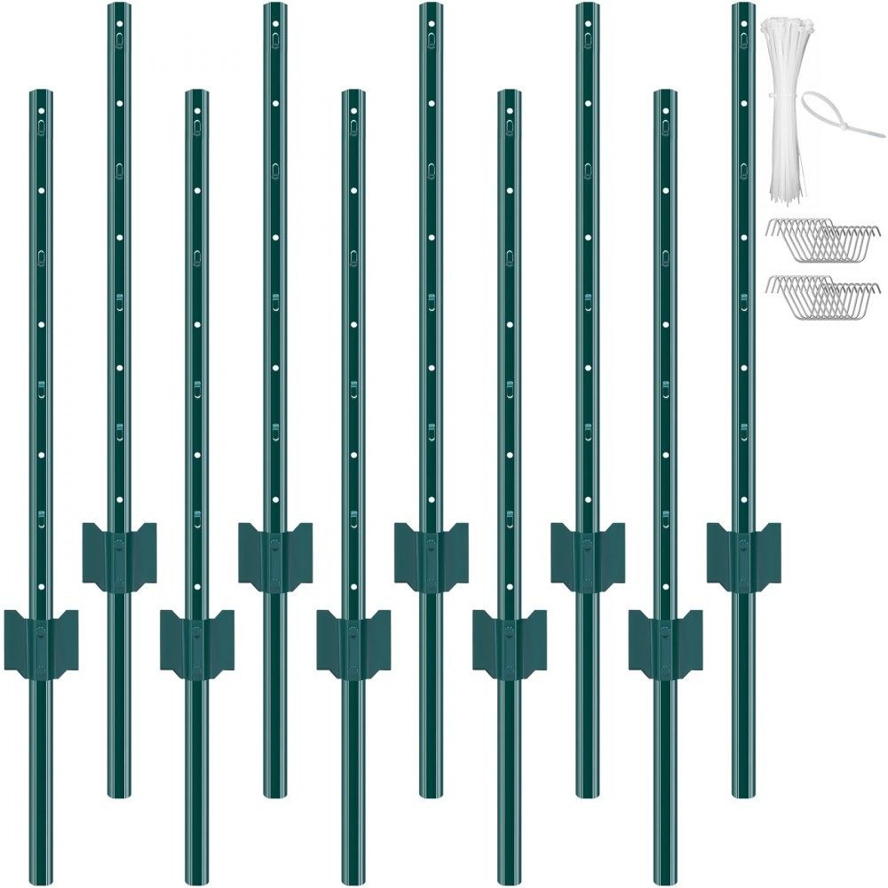 3 Feet U Channel Steel Fence Posts 10 Pack Heavy Duty Metal Stakes for Garden Yard Farm Wire Fencing